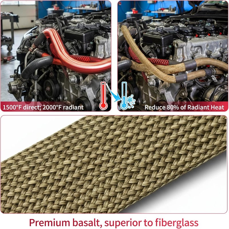 AggSound Heat Shield Sleeve 1/2" ID X 10' - Fuel Line Hose Protector for Car Spark Plug Wire Heat Shield Wrap Automotive Insulation Protection Boots Roll, Brake Cable, Hose & Wire Loom Cover, Titanium - Image 5